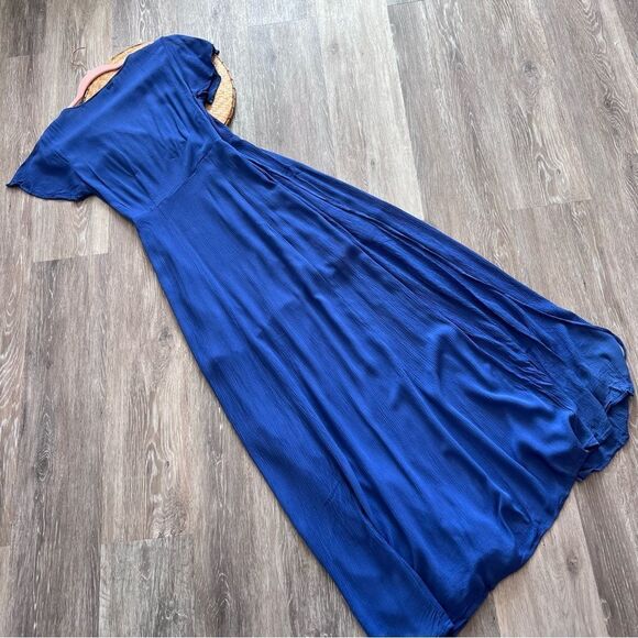 Lulus heart of marigold denim blue wrap maxi dress - Picture 9 of 9